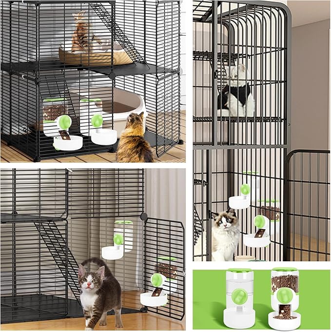 Rabbit Water Dispenser 35oz, Hanging Automatic Pet Feeder for Cage, Auto Gravity Cat Food Bowl Water Bottle Small Animal Feeding Accessories for Puppy Kitten Bunny Hedgehog Ferret Guinea Pig (Green)