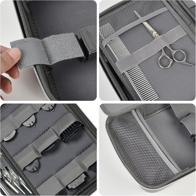 Boobowl Barber Accessories Bag for Clippers and Supplies, Hair Clipper Box | Portable Mens Clipper Storage Organizer for Hair Cutting, Guard Grooming Kit and Barbers Supplies (Bag Only) - Dark Grey