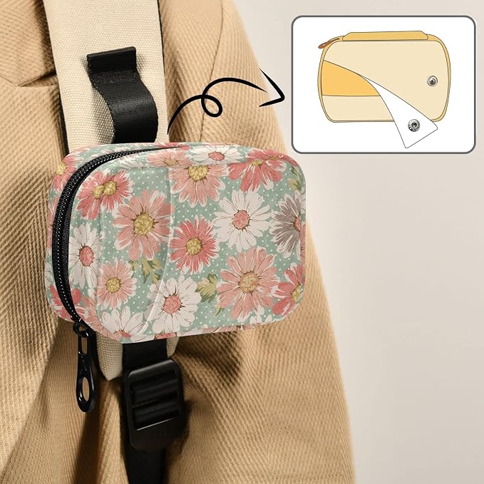 Pill Organizer Vintage Flower Daisy Pill Box 7 Day Pill Case Bag Travel Pill Organizer Bag with Zipper Portable Weekly Case Compact Size for Vitamin Supplement Holder