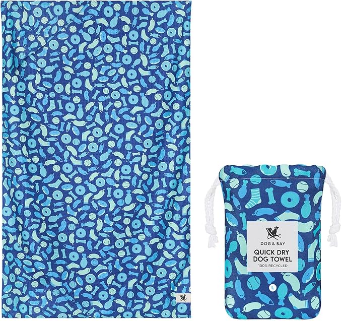 Dock & Bay Pet Towel - Super Absorbent & Quick Drying Dog Towels with Bag - 100% Recycled - A Dogs Dinner, Medium (90x50cm, 35x19)