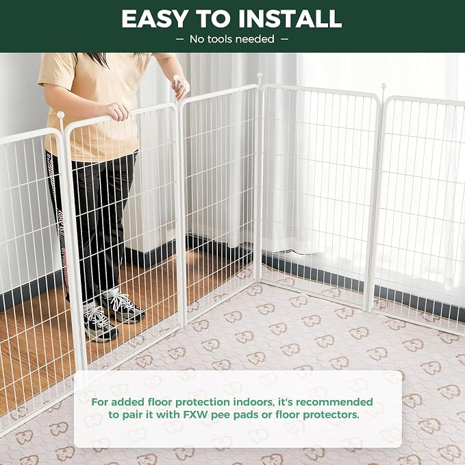 FXW Rollick Dog Playpen, Indoor, Yard & RV Camping, 45" H, 8 Panels | Easy setup, Heavy-duty, DIY layouts, for Large Dogs, Patented