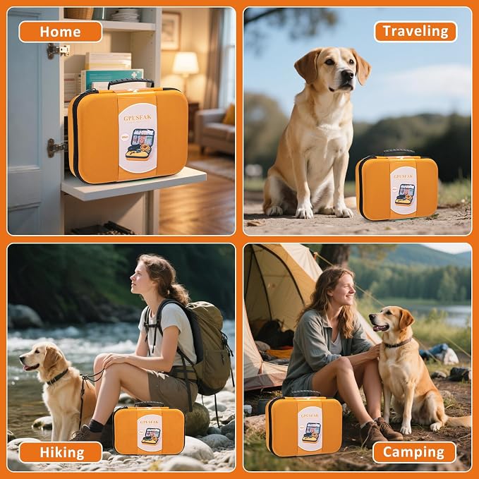 Pet First Aid Kit for Dogs - Pet Emergency Kit for Camping Hiking Traveling Hunting and Sports (Orange)