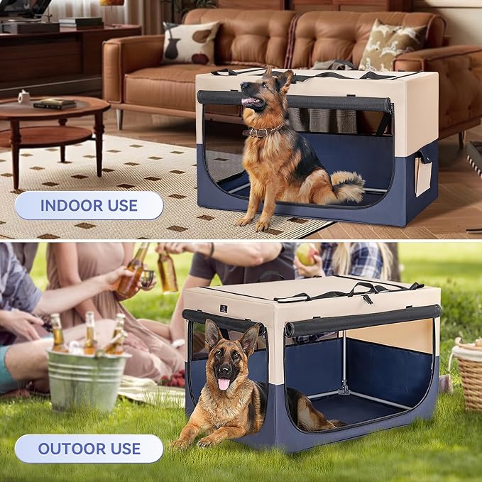 A 4 Pet 36-in Collapsible Soft Dog Crate, Large Dogs, Travel | patented screw frame, Lockable zippers, waterproof base, washable cover, outdoor/indoor/car