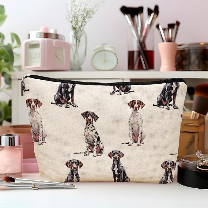 German Shorthaired Pointer Dog Makeup Bag, Dogs Lovers Gifts Cosmetic Bag for Women, Dog Mom Lovers Owner Gifts for Women Christmas, Pet Lover Gift Zipper Travel Makeup Pouch for Purse