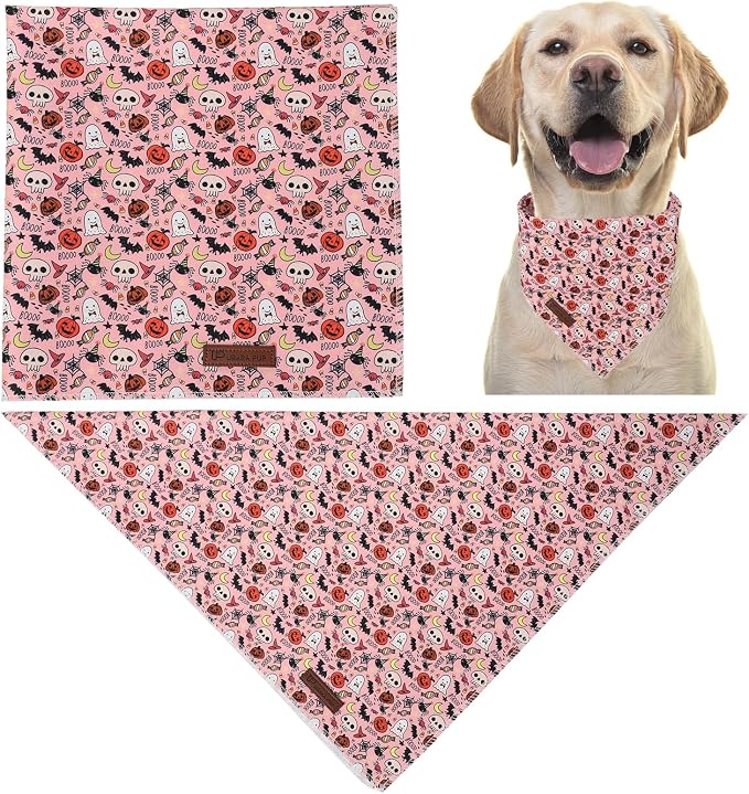 Halloween Dog Bandana, UP URARA PUP Puppy Bandana for Small,Medium Dog, Comfortable Cotton Triangle Bid Scarf Dog, Pet Kerchief for Girl Boy Dogs or Cats, Fancy Fall Classic Dog Bid Scarf