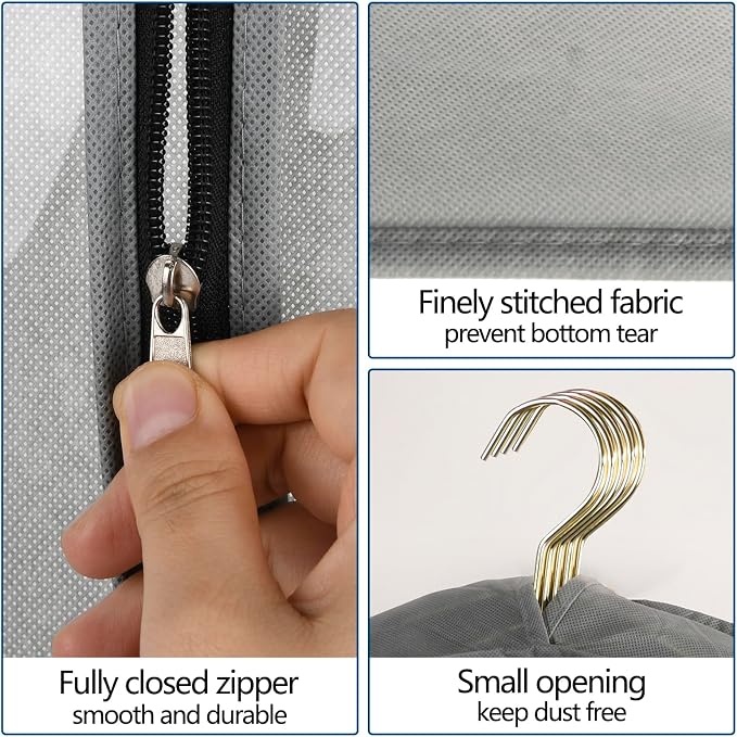 3 Pack 40" Garment Bags for Hanging Clothes Storage