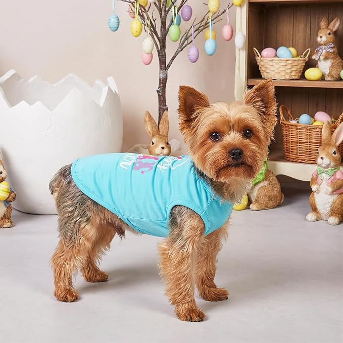 Dog Easter Outfit Shirt Soft Cotton Stretchy Lightweight Easter Dog Clothes Shirts Sleeveless Vest for Small Medium Large Dogs Cats