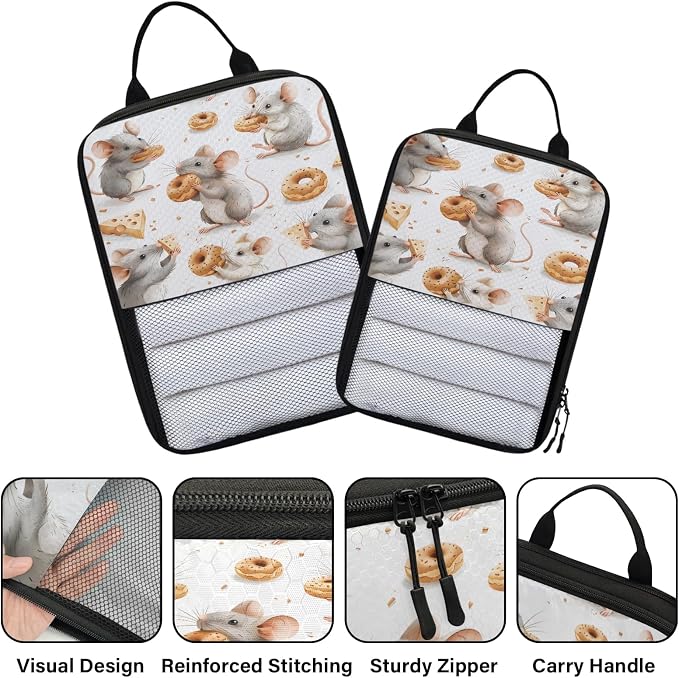 Cute Mouse Compression Packing Cubes Mouse 6 Set Travel Packing Cubes for Suitcases Lightweight Expandable Organizers