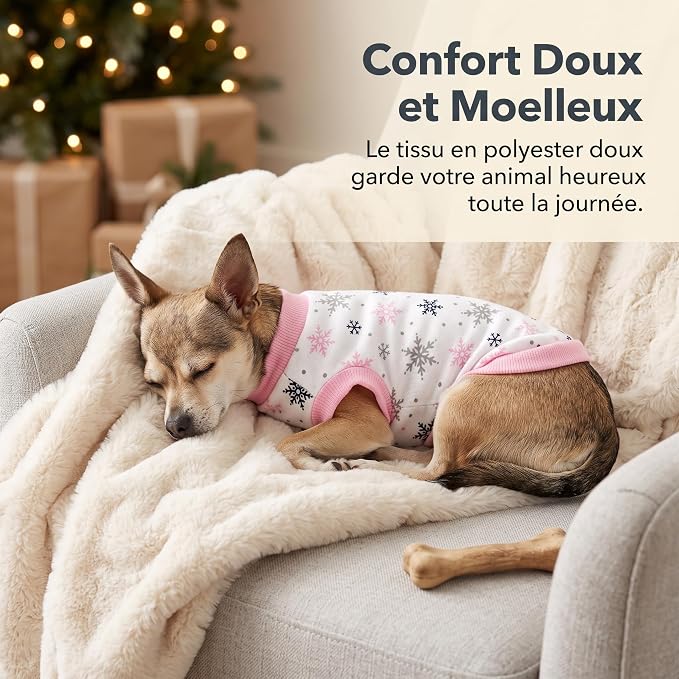 Dog Shirt, Red Snowflake Dog Clothes for Small to Medium Dogs, Unisex Dog Apparel for Holiday Celebrations, S