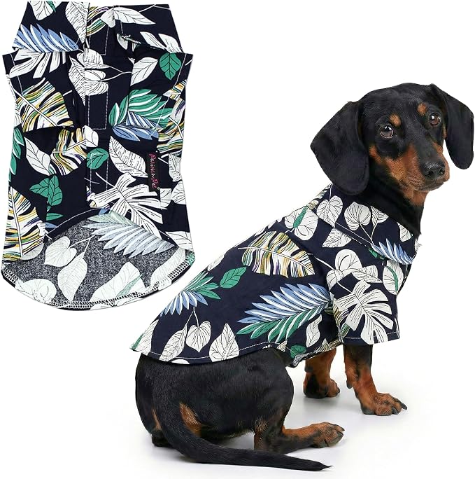Parisian Pet Palm Leaves Dog Shirt - Cotton Clothes for Large Dogs - Stylish Tropical Dog Outfit - Lightweight and Soft Puppy Clothes - Trendy Tshirts for Dogs - Comfortable Summer Camp Pet Apparel