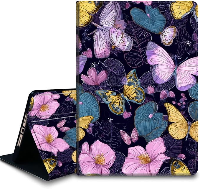 Bxgolkgd Tablet Case for Samsung Galaxy Tab S5e 10.5 Inch 2019,Shockproof Stand Cover with Heat Dissipation,Auto Wake/Sleep Function,Butterfly Floral