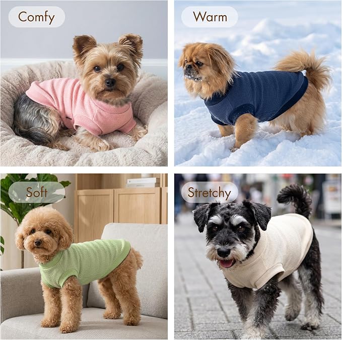 1 Pack Dog Shirt for Small Supplies Functional Waffle Dog Clothes Warm Soft Sweatshirt Outfit for Dogs Cats Pet Apparel