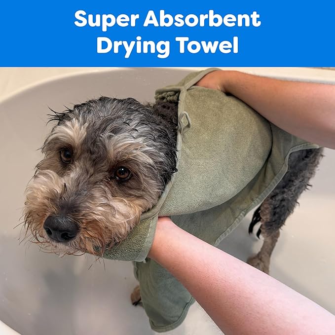 SPOT Clean Paws Chenille Microfiber Dog Towel, Super Absorbent with Corner Hand Pockets, Dries Wet Paws & Body Fast, Machine Washable, 30 x 16 in, Assorted Colors