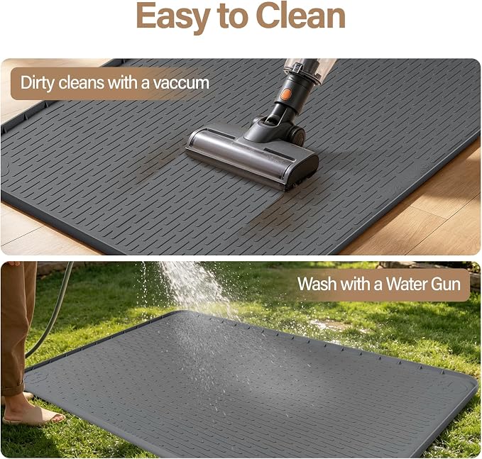 Silicone Cat Bed Mat 40"x40" Pet Crate Mat for Cat Cage, Dark Grey | Extra Large Cat Sleeping Mat, Non-slip, Washable, Waterproof Pet Bed Mat with Raised Edge, Pet Playpen Mat to Protect Floors