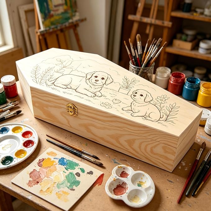 Big & small wooden casket, Creative Hobbies 11.9 Inch Pack of 2, Unpainted, Decorations, bird casket, Pet Urn, spooky craftsm for voodoo doll, miniature coffin for DIY