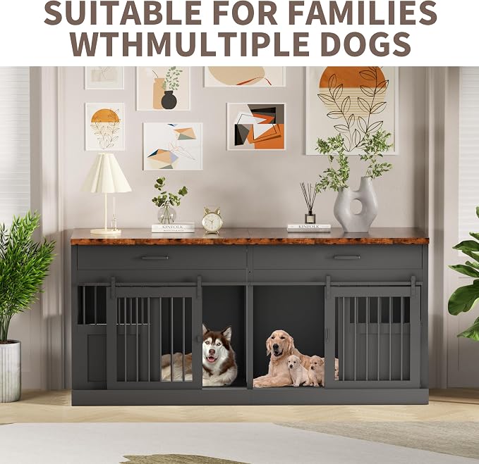 71 inches Dog Crate Furniture Decorative Indoor Dog Kennel Furniture