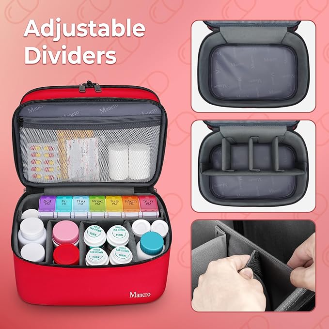 Mancro Dual Layers Medicine Organizer Bag with Lockable Zipper (Pack of 2)