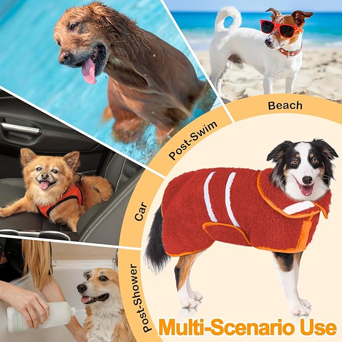 Dog Bathrobe Super Absorbent Dog Towels Large Quick Drying Robes for After Bath Soft Adjustable Warm Keeping Dogs Towel(S-XXL)