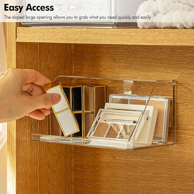 Poeland 2 Pack Medicine Cabinet Shelves Organizer, Wall Mounted Storage Organizer, Clear Storage Box for RV Bathroom, Bedroom, Mirror Cabinets (Transparent)