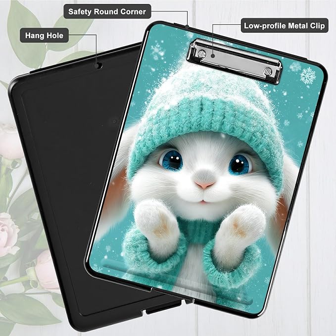 Heavy Duty Storage Clipboard, Slim Nursing Clipboard with Internal Pen Case, Portable File Organizer Case for A4 Letter Size Paper Office Medical Professionals, Green Clothes Rabbit