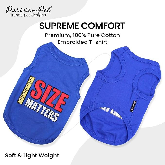 Parisian Pet Dog Shirt – 100% Cotton Shirts for Small Dogs – Blue Sleeveless Puppy Clothes – Lightweight and Breathable Pet Apparel – Soft Funny Dog Clothes - Stretchy T Shirts for Dogs