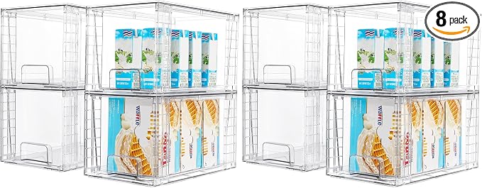 Vtopmart 8 Pack Stackable Clear Pantry Storage Drawers, Large