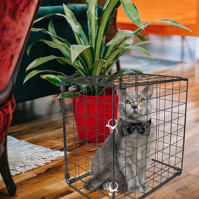 DOITOOL Foldable Iron Cat Cage for Pets Under 3kg with Rust-Proof Design, Portable Car and Domestic Environment Pet Cage for Cats, Lightweight and Sturdy