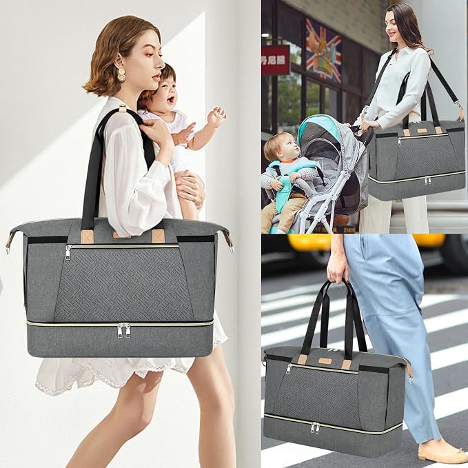 Diaper Bag Tote for Baby 7PCS, Large Mommy Bag with Portable Changing Pad | Multifunctional Hospital Bags for Labor and Delivery with Pacifier Case and Organizer Pouches,Travel Baby Bag for Boy Girl