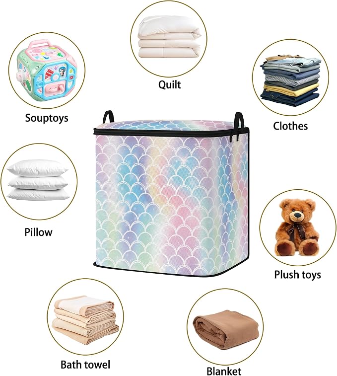 2pcs blanket storage bag for under bed,closet organizers 95L | clothing sweater sheet bedding comforter duvet quilt pillow toy storage bags with lids,dorm room essentials for containers