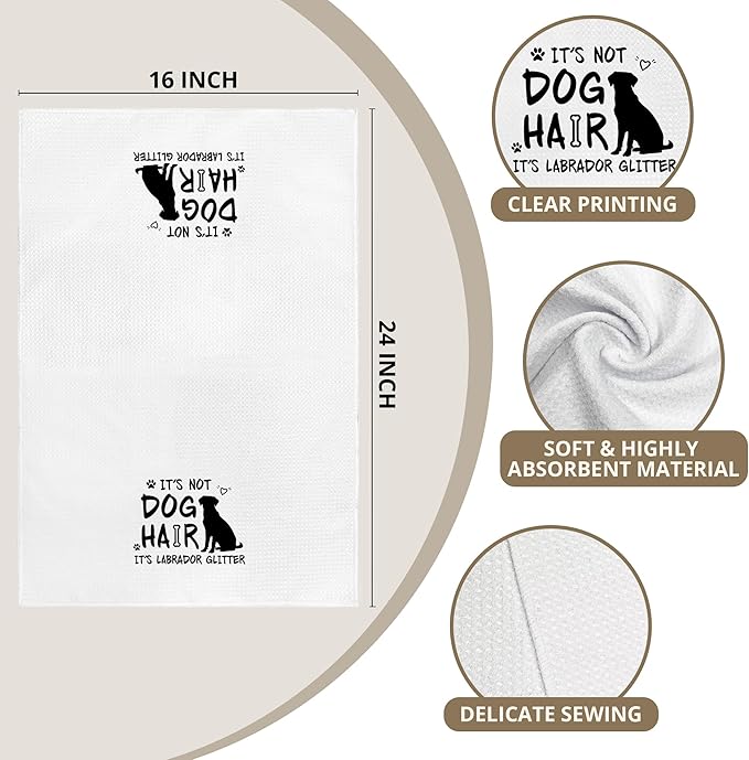 Cute It's Not Dog Hair It's Labrador Glitter Kitchen Towels Set of 2 Decor Gifts for Women Dog Lovers Owners Mom, Funny Dogs Decorative Dish Hand Towels for Bathroom Home Drying 16x24 Inch