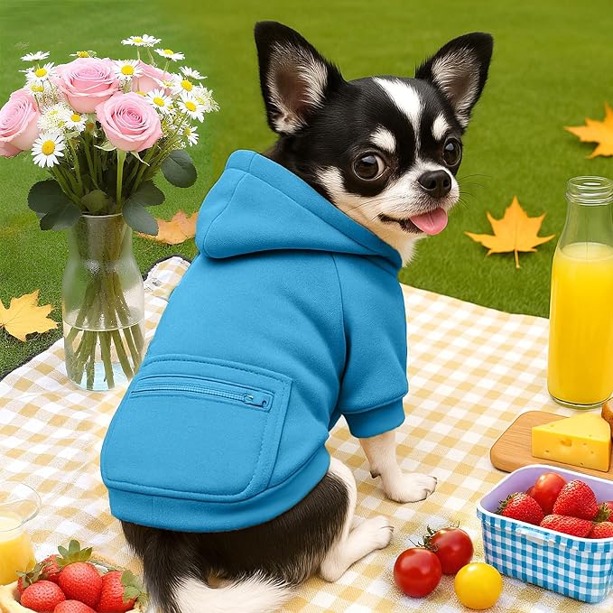 PETCARE Basic Dog Hoodie Sweaters for Small Medium Large Dogs Cats Puppy Clothes Soft Warm Fleece Dog Hoodies Sweatshirt with Small Pockets Fall Winter Chihuahua Dachshund Golden Retriever Outfits