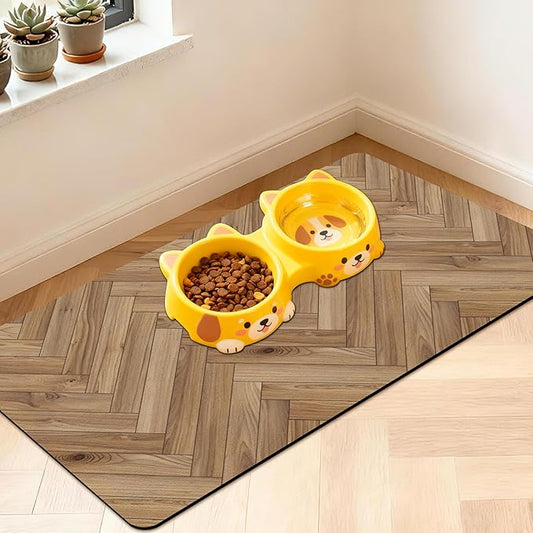 Pet Feeding Mat for Floors Waterproof Dog Mat for Food and Water Absorbent Quick Dry Non Slip mat for Cat Bowls