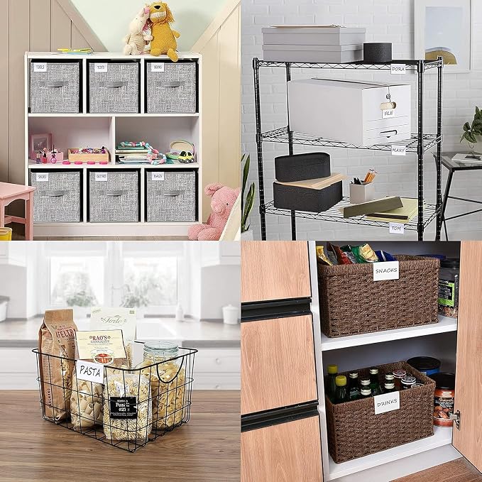 200PCS Basket Bin Labels Clip On,ChanQnTon Clear Plastic Label Holders for Storage Bins, Wire Shelf Price Tags,Merchandise Display Signs,200PCS 6X4CM Paper Inserts Included.(Size:2.36x1.57inch/6x4cm)
