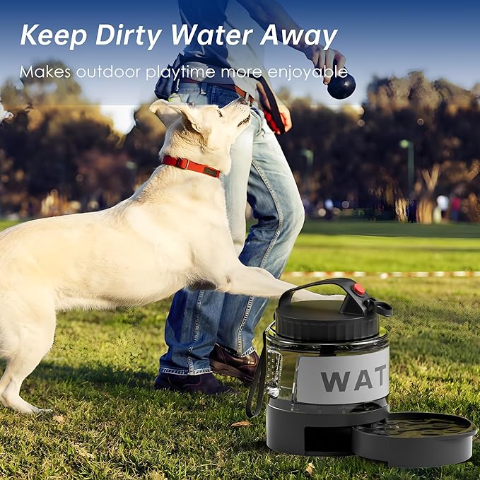 54oz Dog Water Dispenser Portable, 1.6L Leak-Proof Dog Water Bottle with Pull-Out Bowl, BPA Free Pet Travel Water Bottle for Daily Walks, Hiking, Park, Car Travel, Outdoor Beach Accessories