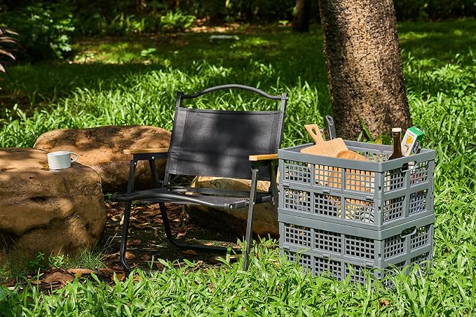 Aebeky 3-Pack Plastic Collapsible Storage Crates-30L,Foldable Plastic Crates for Storage (Gray)