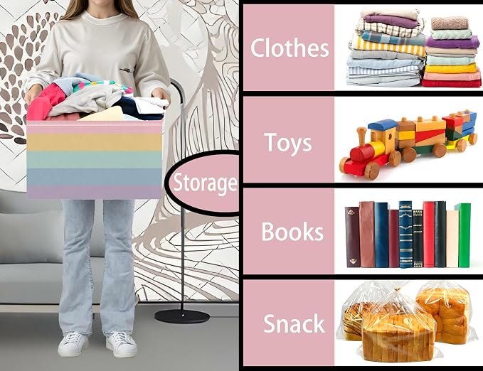 Kids Boho Rainbow Baskets Foldable Girls Baby Toy Storage Bin Rectangular Nursery Box Room Decor(Rainbows)