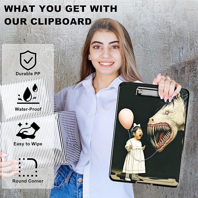 Heavy Duty Storage Clipboard, Slim Nursing Clipboard with Internal Pen Case, Portable File Organizer Case for A4 Letter Size Paper Office Medical Professionals, Girl Horse