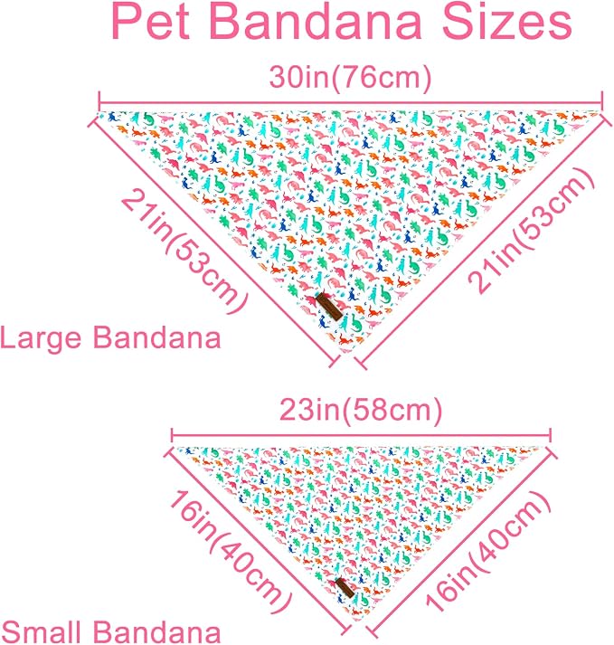 Dinosaur Dog Bandana, Comfortable Cotton Triangle Bid Scarf for Puppy Small Dogs or Cats, Washable Pet Kerchief for Boy Girl Dogs, Colorful Dinosaur Cute Bandana Dog