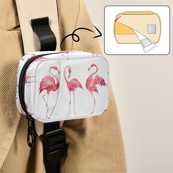 Watercolor Flamingos Pill Box 7 Day Pill Case Travel Pill Organizer Bag with Zipper Portable Weekly Case Compact Size for Vitamin Supplement Holder