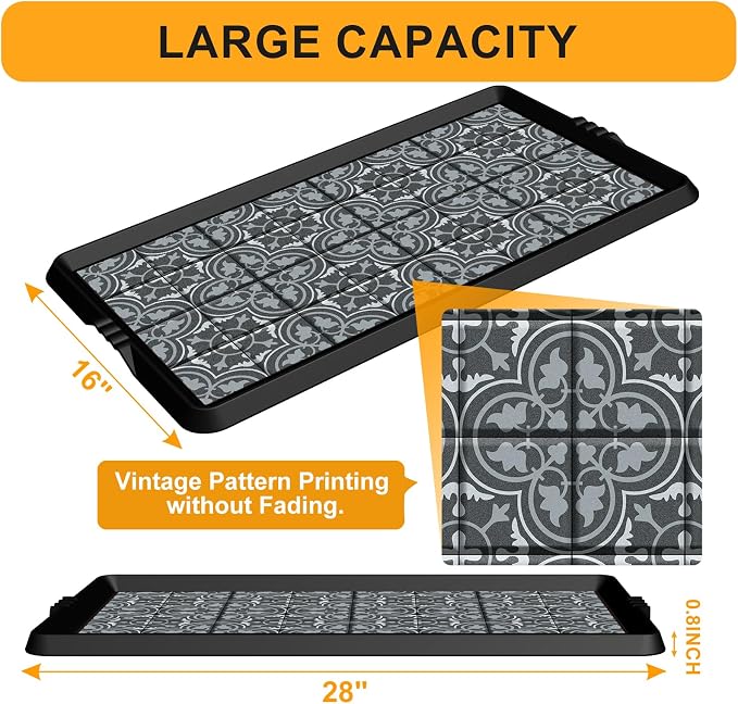 BEHERO Boot Tray Shoe Mat Decorative Patterned, Rubber Boot Matt Tray Indoor and Outdoor Use, 16" x27.5" Shoe Cleaning Mat Non-Slip, Shoe Storage Waterproof with Artistic Prints for Entryway(Gray)