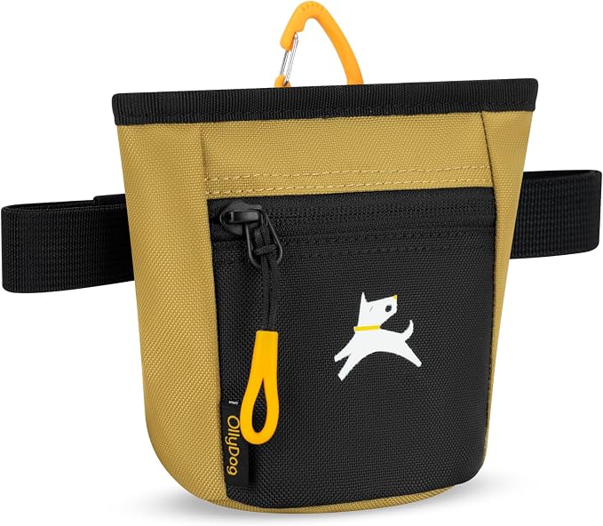 OllyDog, Goodie Treat Bag, Dog Treat Training Pouch | Magnetic Closure | 3 Ways to Wear | Hands-Free Waist Belt | Water-Resistant Recycled Vegan Fabric (Antelope)