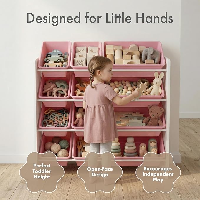 Humble Crew Kids Toy Organizer with 12 Bins, 4 Tier Storage for Playroom