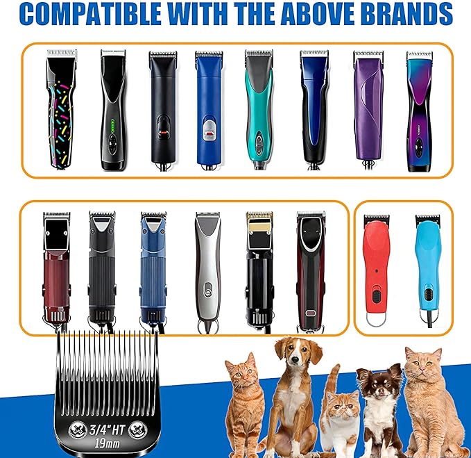 Dog Grooming Replacement Blades Compatible with Andis Dog Clippers,Most OsterA5, Wahl KM Series Pet Clippers for Animal Dog,Cat,Horse (Black-3/4 HT)
