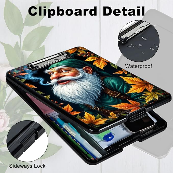Heavy Duty Storage Clipboard, Slim Nursing Clipboard with Internal Pen Case, Portable File Organizer Case for A4 Letter Size Paper Office Medical Professionals, White Bearded Old Mman