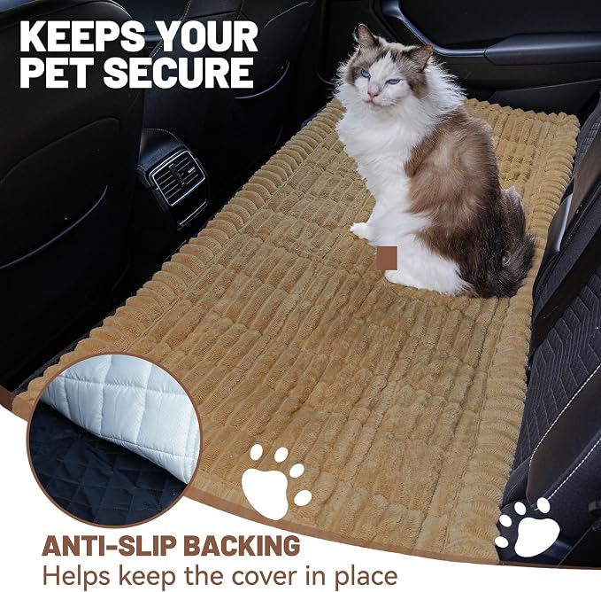 Dog Bed for Car Back Seat, Waterproof Dog Blanket for Car, Brown | Dog Bed for Car, Back Seat Dog Bed, Washable & Non-Slip Travel Pet Mat for For the Back Seat and Trunk, Fits Car, Truck & SUV