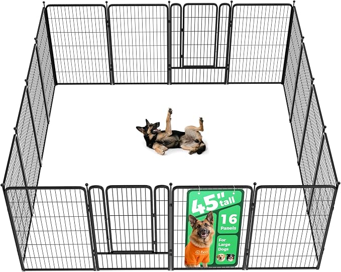 FXW Rollick Dog Playpen, Indoor, Yard & RV Camping, 45" H, 16 Panels | Easy setup, Heavy-duty, DIY layouts, for Large Dogs, Patented