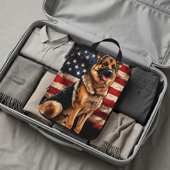 4 Set Compression Packing Cubes for Travel | Cool German Shepherd Flag Cube Storage Organizer For Carry On Expandable Space Saver Packing Bags Travel Essentials