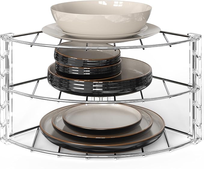Deco Brothers 3-Tier Counter and Cabinet Corner Shelf Organizer, Chrome