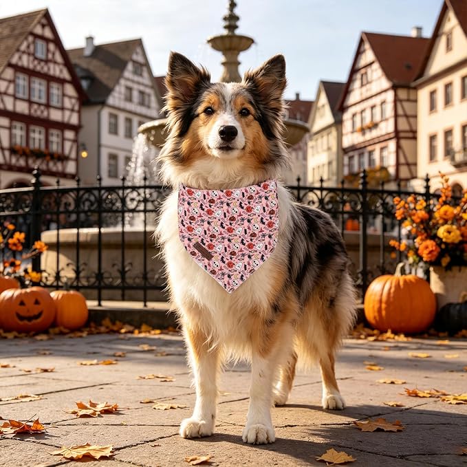 Halloween Dog Bandana, UP URARA PUP Puppy Bandana for Small,Medium Dog, Comfortable Cotton Triangle Bid Scarf Dog, Pet Kerchief for Girl Boy Dogs or Cats, Fancy Fall Classic Dog Bid Scarf