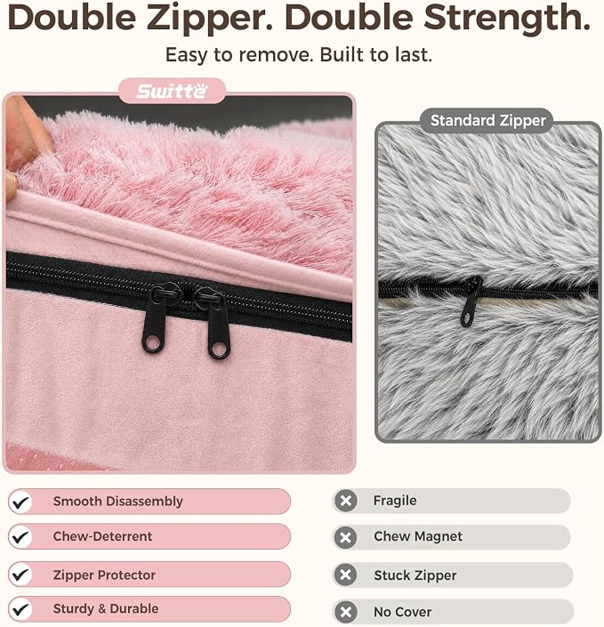 Human Dog Bed for Adult, 71"x48" Large Pet Dog Bed, Pink | Adult Dog Bed for Humans with Pillow & Blanket, Fluffle Cloud Dog Bed with Orthopedic Foam Bolster, Durable Zipper, Portable